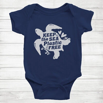 Keep the Sea Plástico Libre Tortuga Día de la Tierra Medio Ambiente Regalo Bebé Body Mameluco Foto 1 de 2