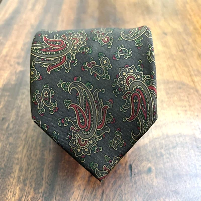 Corbata Kenady’s Gum Sarga Cuello Paisley Alemania Occidental 100% Seda Marrón Formal Boda Foto 1 de 4