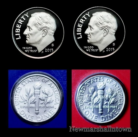 2015 P+D+S+S Roosevelt Dime Silver & Clad Mint Proof Set ~ PD in Mint Wrap Cover
