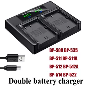 Dual Battery Charger For Canon BP-511 BP-522 512 MD-MV730i MV750i CB-5L CG-580 - Picture 1 of 4