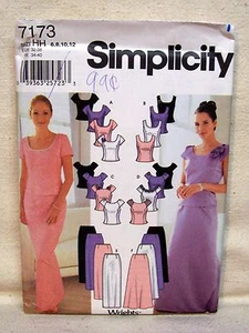Faldas Delgadas y Acampanadas Simplicity Pattern #7173 Nuevas SIN CORTAR - Top Talla 6-12 - Imagen 1 de 1