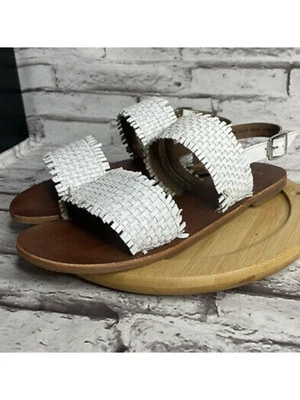 SPLENDID Womens White Woven Thomas Round Toe Block Heel Leather Sandals 8 M - Image 1 of 2
