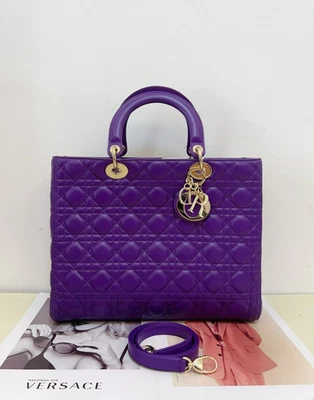 DIOR Lady Dior Sheepskin  Seven grids Detachable Shoulder strap Purple - Image 1 of 4