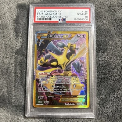 2016 POKEMON XY FATES COLLIDE SECRET #125 FULL ART/ALAKAZAM EX PSA 10 - Image 1 of 2