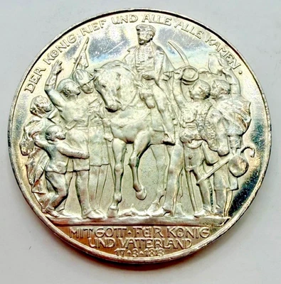 Estados alemanes Prusia 3 marcos 1913, Declaración de guerra contra Napoleón Foto 1 de 2