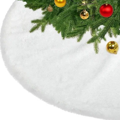 Gonna Albero Di Natale in Peluche Finta Pelliccia - Copertura Base E Tappeto per - Immagine 1 di 4