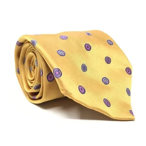 Ike Behar Tie Yellow Purple Pink Indigo Geometric Silk Handmade USA Necktie - Picture 1 of 7