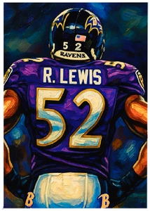 RAY LEWIS * Baltimore Ravens * ACEO * DIVERTENTE FOOTBALL ART * Art Card * ATC - Foto 1 di 2