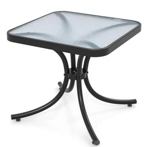 Outdoor Bistro Table, 20 Inches Patio Side Table with Tempered Glass Tabletop... - Picture 1 of 9