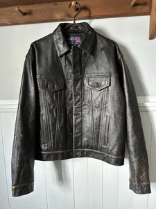 Vintage Levi’s White Tab Leather Trucker Jacket - Picture 1 of 5