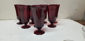 8 INDEPENDENCE GLAS CO ROT ACHTECKIGE WEINGLASKELCHE 6" - Bild 1 von 10