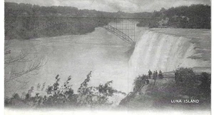 Luna Islands, Niagara Falls 1907 posted black & white card with railroad bridge - Picture 1 of 2