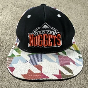 Denver Nuggets Hat Cap Men 7 1/8 Black White Geometric Print Adidas NBA Fitted - Picture 1 of 10