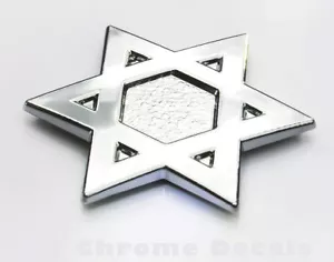 David`s Star Jewish Israel Car 3D chrome decal sticker - Imagen 1 de 1