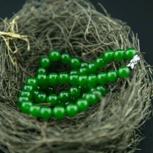 Natural Green Jade Beads Necklace Jadeite Jewelry Fashion Charm - Picture 1 of 5