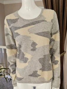 Brodie Fine Cashmere Round Crew Neck Camouflage Sweater Women's Medium NWT $398 - Picture 1 of 11