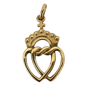 Ciondolo Ciondolo Francese Intrecciato Cuori Sacri Cuori Gialli 18K - Foto 1 di 14