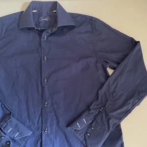 CAVALLINI Men's 100% Cotton Blue Long Sleeve Shirt Size 15 1/2 - Picture 1 of 4