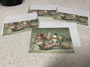 4 Mark Ryden Christmas Holiday Cards! Santa Worm Snowman Elf Art OOP MOCA ,Y2000 - Picture 1 of 6