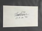 NORM EVANS added "17-0 in 1972" MIAMI DOLPHINS SIGNED AUTOGRAPHED INDEX CARD 3X5