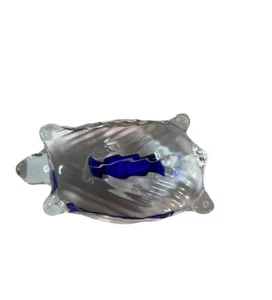 Schmidt Rhea Art Glass Artisan Crafted Turtle Paperweight Hand Blown Blue 4” - Picture 1 of 8