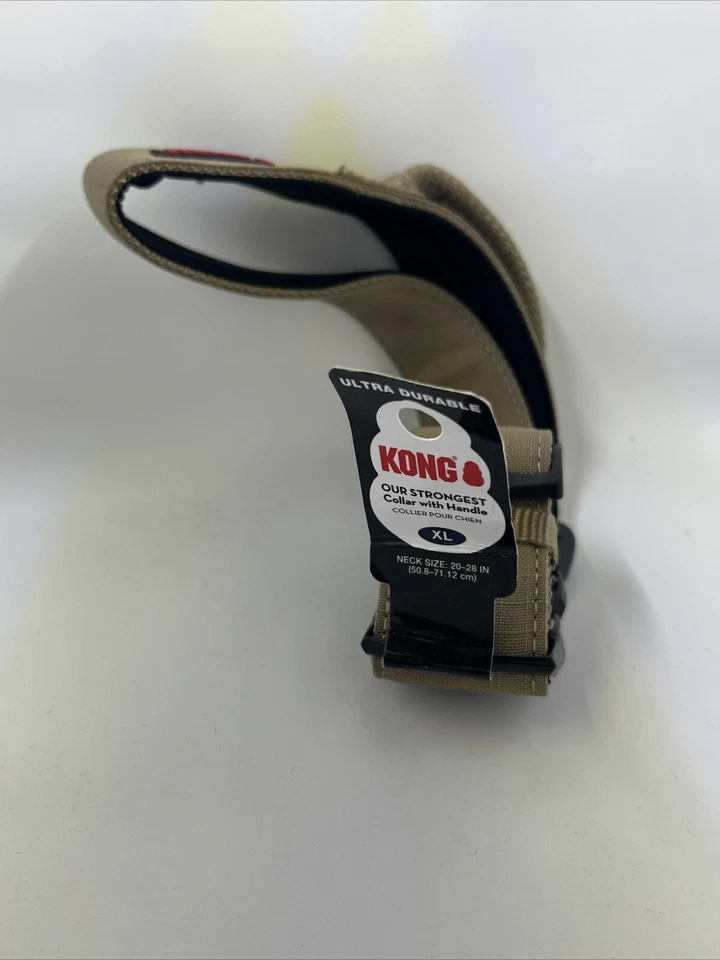 KONG Ultra Durable Padded Dog Collar with Handle for Extra Control XL Tan