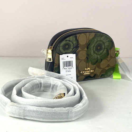 Borsa a tracolla Coach mini firma Serena caffè stampa fassetta floreale C457 B26