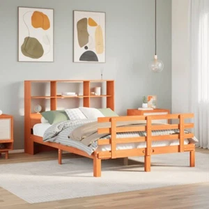 vidaXL Bookcase Bed without Mattress Wax Brown 150x200 cm King Size Solid Wood P - Picture 1 of 11