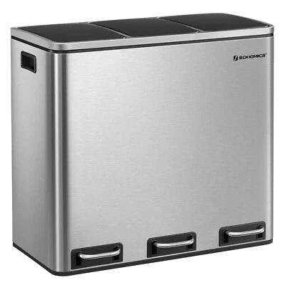 Mülleimer Abfalleimer mit 3 Fächern Treteimer Mülltrennsystem 3 x 18L LTB54NL - Bild 1 von 4