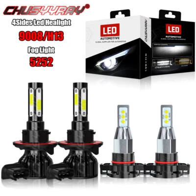 For Jeep Wrangler 2010 2011-2021 4sides LED Headlight Hi/Lo+Fog Light Bulbs kit - Image 1 of 4