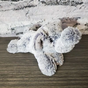 Aurora 8" Stuffed Plush Elephant  Laying Trunk Up GOOD LUCK White Belly SOFT - Picture 1 of 5