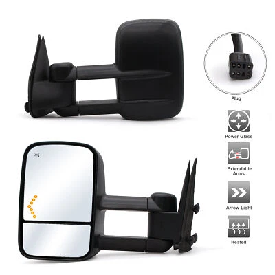 Towing Mirrors For 2000 2001 2002 Chevrolet Tahoe Power Heated Arrow Signal Lamp - Image 1 of 4