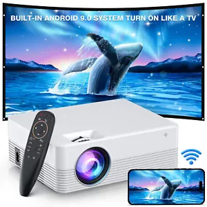Portable 1080P LED Projector Android WiFi Bluetooth Home Video Movie for iPhone - Picture 1 of 8