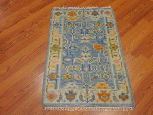 Colorful Turkish Oushak hand knotted wool Transitional Design 2x3 Rug - Picture 1 of 13