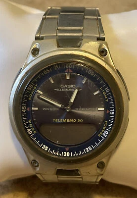 Reloj pulsera Casio 2747 AW-80 Ana-Digi Data Bank para hombre AW80 Telememo Foto 1 de 4