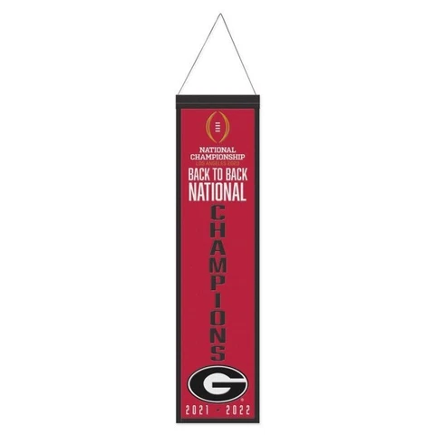 Georgia Bulldogs NCAA 2x National Champions Banner Embroidered Wool 8" X 32" Cover