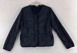 James Perse schwarze gesteppte Jacke mit Reißverschluss und Druckknöpfen Damen Langarm Größe Large - Bild 1 von 18