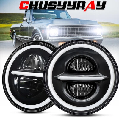 Faros LED redondos de haz HI&LO de 7" para camioneta Chevrolet 1962-1980 C10 Foto 1 de 4