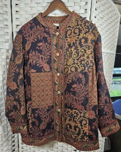 Weißer Hirsch Jacke Damen Brokat Gobelin Knopfleiste Größe 18/20 W Boho Artsy - Bild 1 von 11