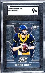 Tarjeta de novato Jared Goff RC 2016 Panini Prizm *selecciones cromadas del draft* #102 Cal SGC 9 - Imagen 1 de 2