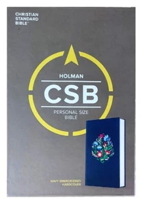 Holman CSB Personal Size Bible; 2019; Navy Embroidered Hardcover; 7.5 Point - Imagen 1 de 6