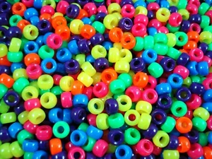 Pony Beads 6.5x4mm Neon Mix 200pc DIY Jewellery Bracelet Necklace - Picture 1 of 2