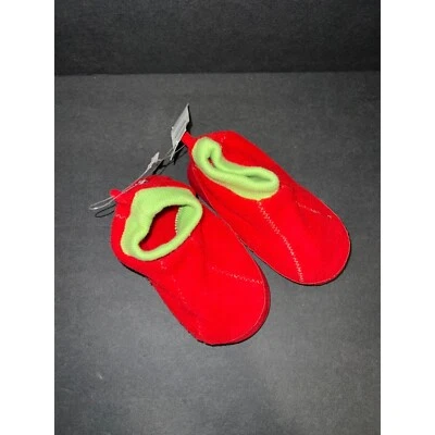 НОВЫЕ детские места 2008 красный зеленый флис тапочки белый медведь размер 8-9 малыш - Изображение 1 из 4