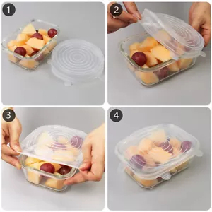 Tapas elásticas de silicona TAMAÑOS EXTRA GRANDES para mantener los alimentos frescos VENDEDOR DEL REINO UNIDO - Imagen 1 de 6