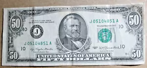 1977 $50 FRN J BLOCK KANSAS CITY J05104851A, XF CONDITION, CIRCULATED - Picture 1 of 4