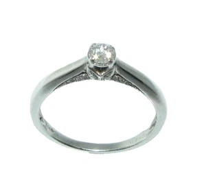 Mujer / Mujer 9ct Oro Blanco & Anillo de Compromiso Diamante Solitario Tamaño Q - Imagen 1 de 10