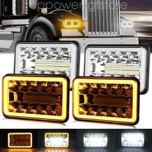 For Kenworth W900 T800 Peterbilt 357 379 378 4pcs 4x6" LED Headlights Hi/Lo DRL - Picture 1 of 19