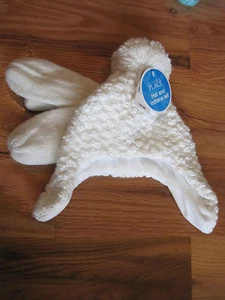 THE CHILDREN'S PLACE White Sparkle Hat Mitten Popcorn Girl Retail 18.95 M NEW - Picture 1 of 8