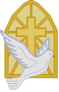KREUZSTICH + BASTELMUSTER Buntglas Kirche Fenster Kreuz Taube Vogel Gott - Bild 1 von 16