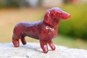 3.1''Hand Carved Natural Strawberry quartz dog Reiki Crystal Skull Decor gift 1x - Picture 1 of 8